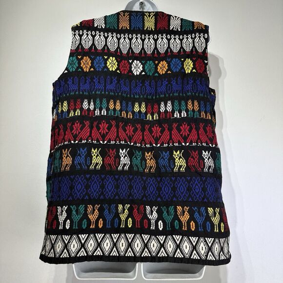 Vintage Pelux Handwoven Guatemalan Indian Boho Blanket vest - Picture 5 of 8